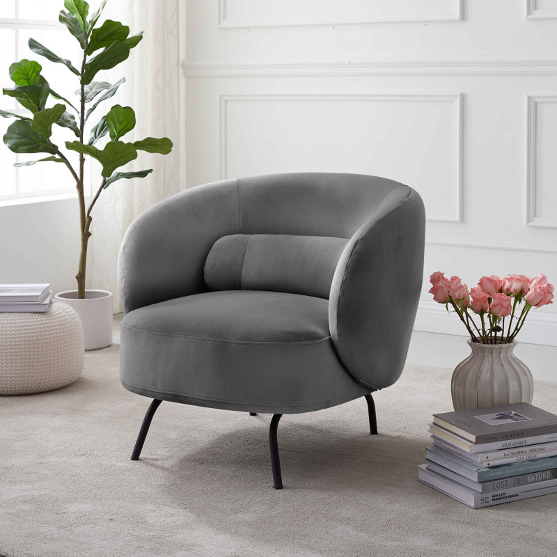 Jura 78Cm Wide Lounge Chair, Grey Velvet