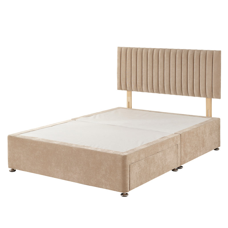Nameeta Divan Bed Base, Small Single (2'6), Sand, 2 Drawers