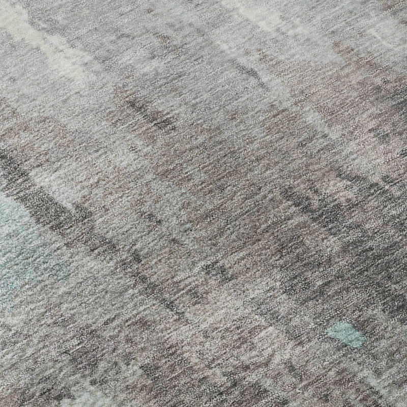 Premium Machine Washable Mayfield Abstract Rug, Teal, 2'6" x 3'10"