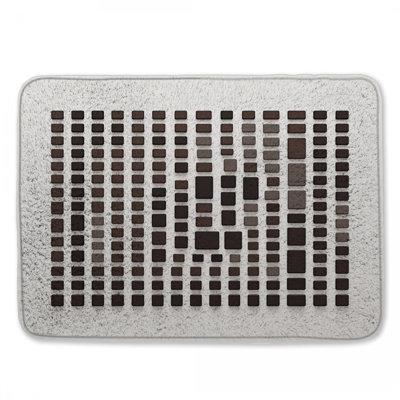 Brown Rectangular Grid Bath Mat