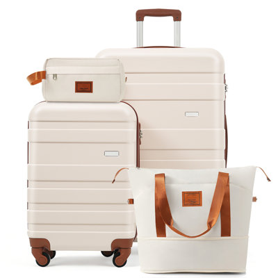 Ensemble de bagages 4 pièces - Valise à carreaux 20 po, valise à carreaux 28 po avec sac de toilette TSA