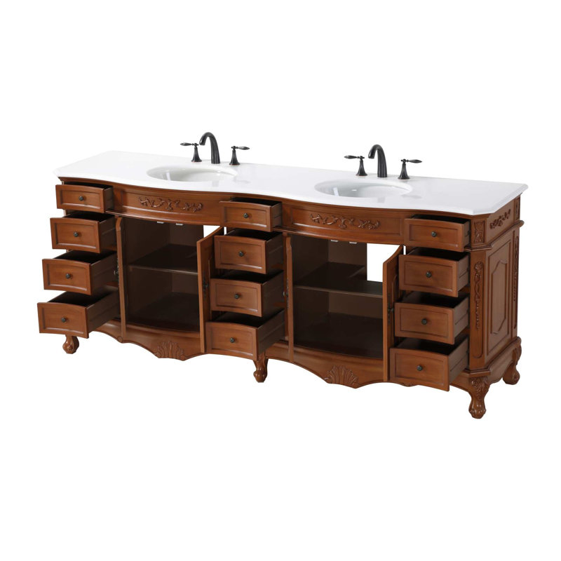 Meuble-lavabo double 84 po en teck, Teck