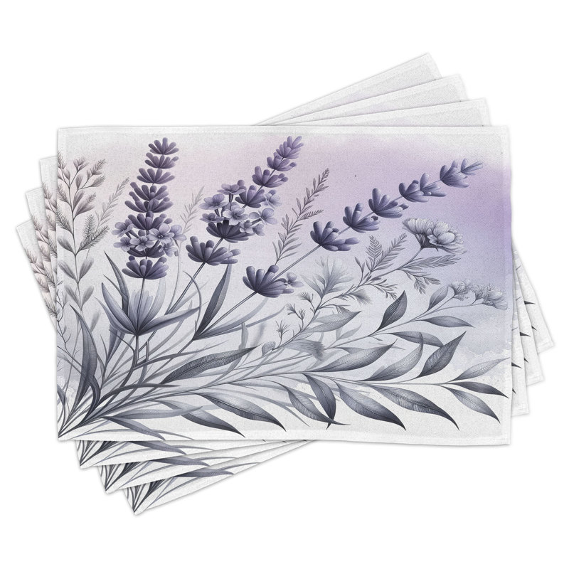 Ambesonne Polyester Pale Lilac Purpleblue Rectangle Placemat (Set of 4)