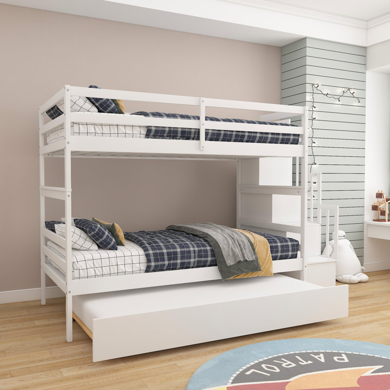Lit simple pour enfant en bois massif, Blanc