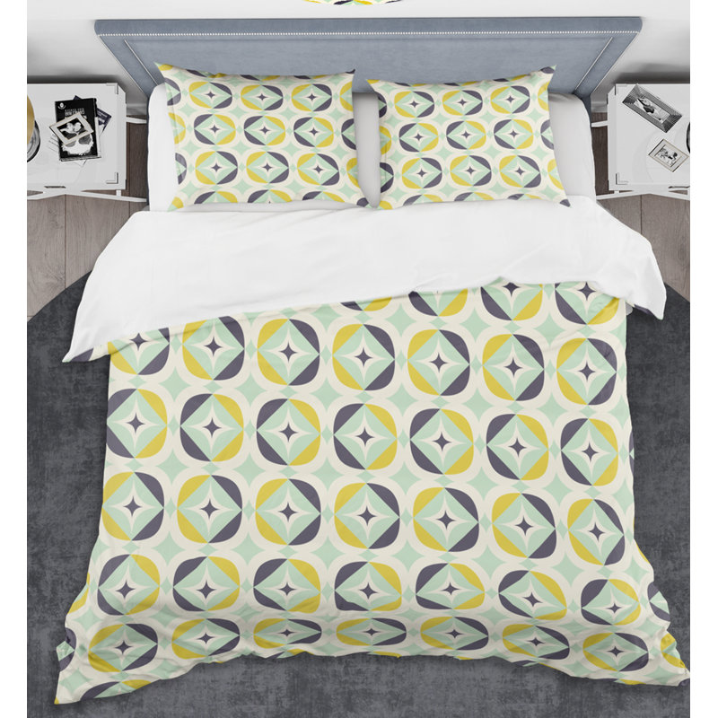 Diamond V rétro - ensemble de housse de couette abstrait rétro - polyester en microfibre, Housse simple + 1 taie décorative