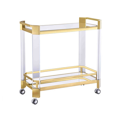 Clear Acrylic and Gold Bar Cart