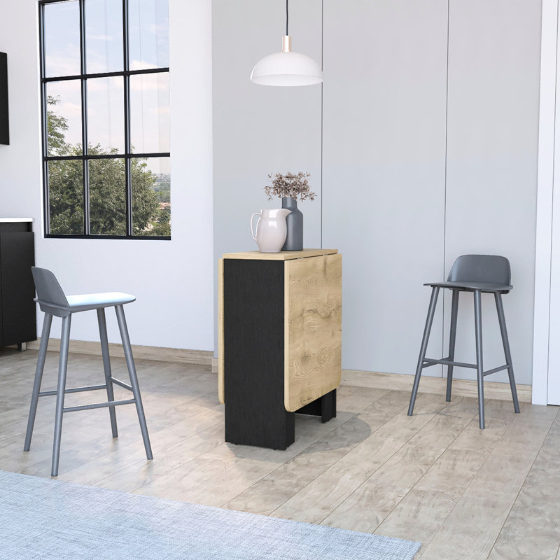 Bureau pliable en noir et brun - pour le travail de salle à manger, peu encombrant, rectangulaire, pliable et stable pour la cuisine, supportant 22 lb