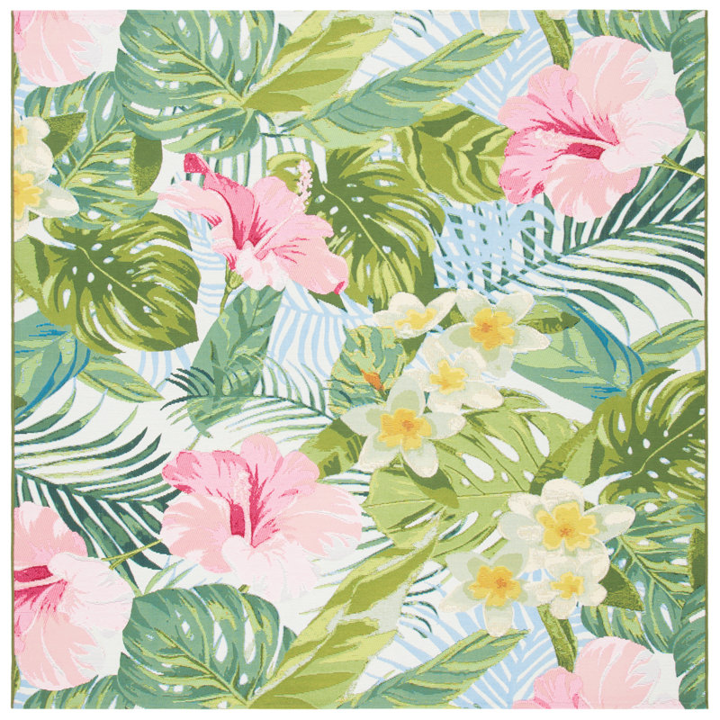 Ithaca 500 Performance Floral Indoor/Outdoor Area Rug, Square 8'