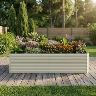 Ensemble de 2 jardinières en métal surélevées 6 po x 3 po x 2 pi 24 po avec jardinière en acier galvanisé avec base ouverte