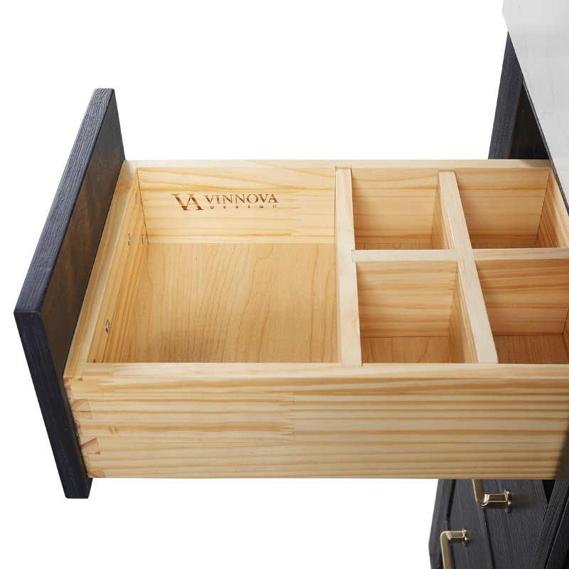 Ensemble de meuble-lavabo double 84 po , Blanc, Or, Noir