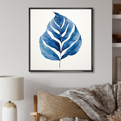 Collage de feuilles blanches et bleues I sur toile