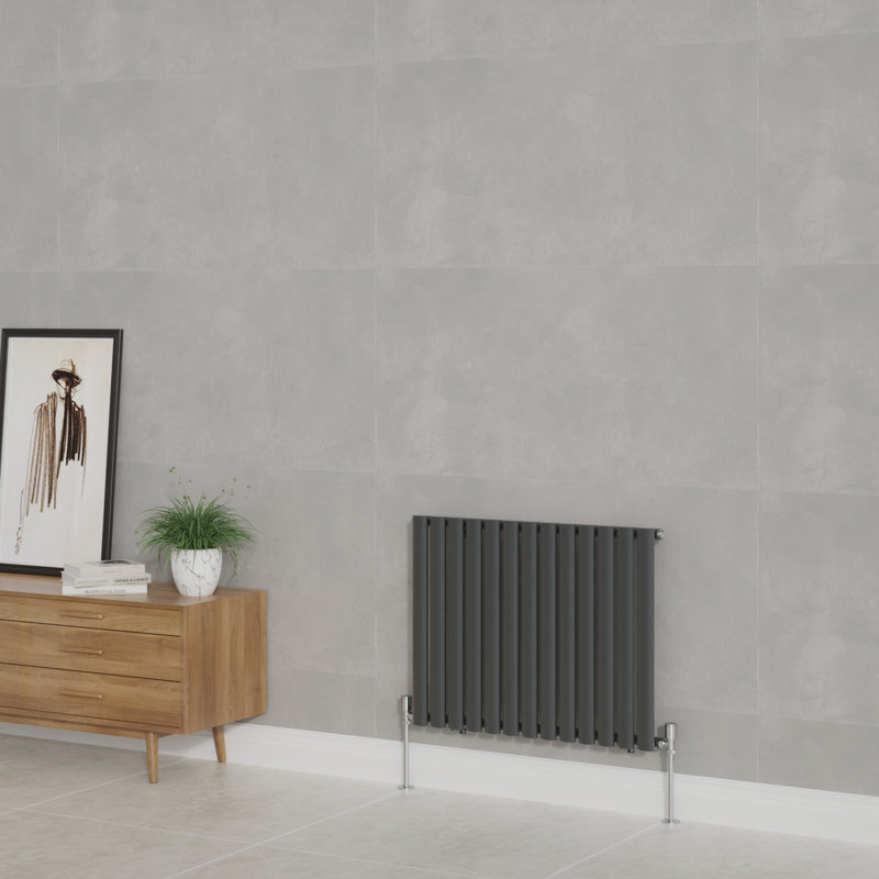 Shirly Horizontal Oval Panel Radiators, Anthracite, 1, 60cm H x 76.7cm W