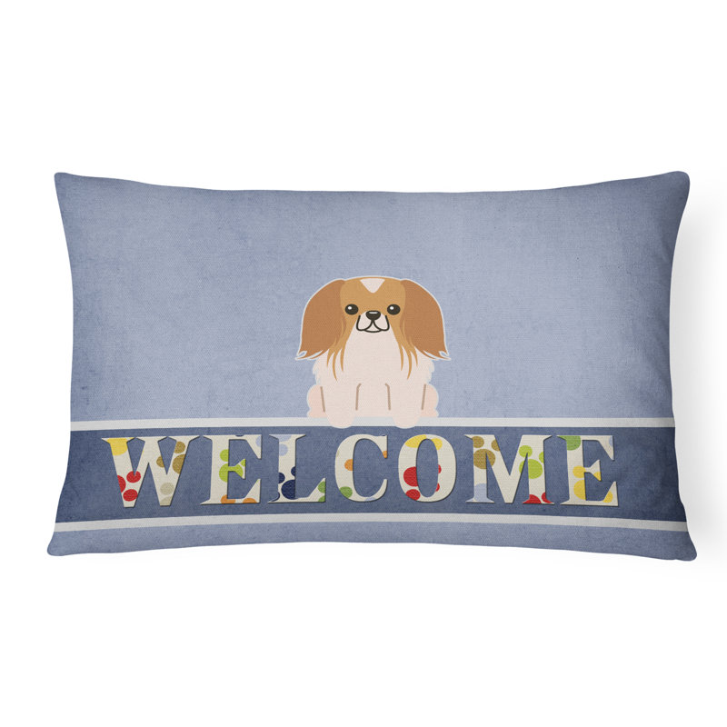 Coussin Pekingnese Welcome, Brun/blanc
