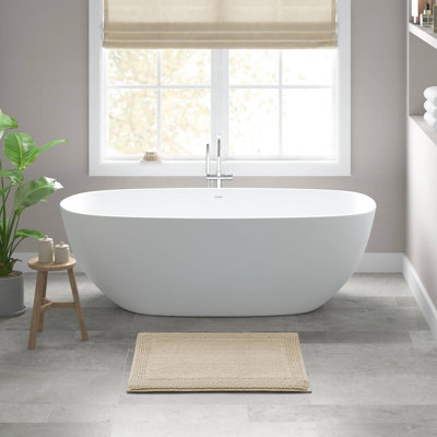 Tapis de bain réversible naturel 17 x 24 po, 3000 g/m², 100 % coton, confortable et antidérapant, à poils moyens de 0,5 po.