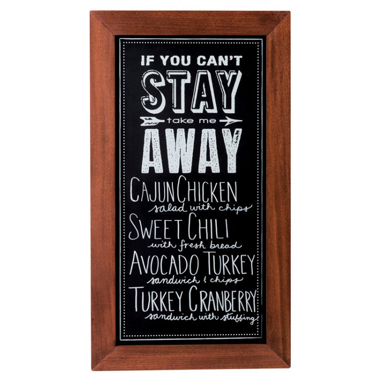 Large Brown Wood Framed Chalkboard Signage
