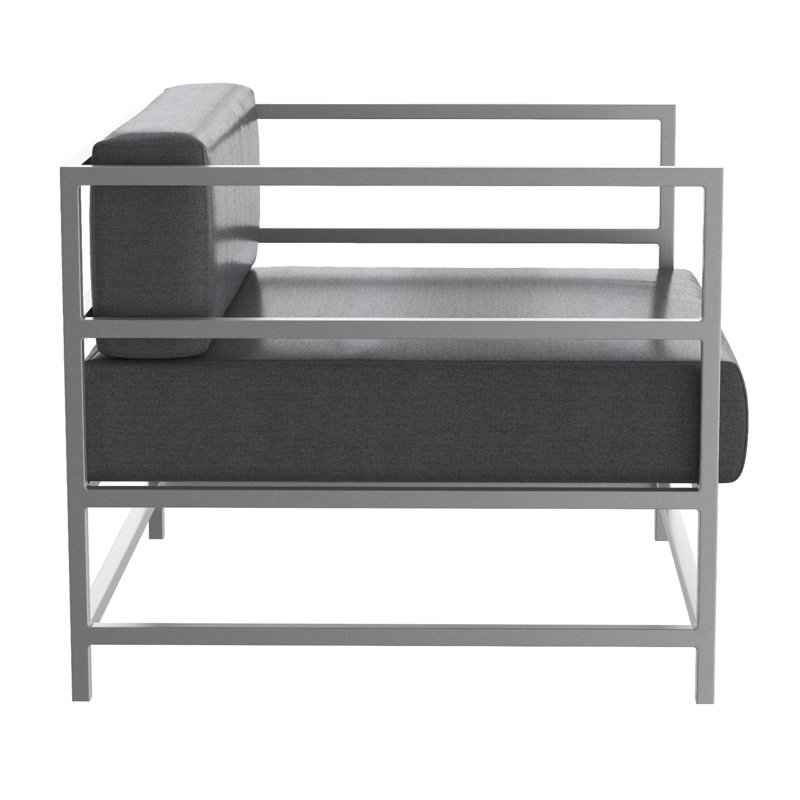 Fauteuil club Delano, non, Argent Kessler, Tissage uni ardoise coulée Sunbrella®