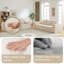 Ensemble de canapé Minimalist 3 + 3 places en velours côtelé avec lignes courbes et dossier légèrement incliné, livré avec 6 coussins décoratifs en forme de corne beige