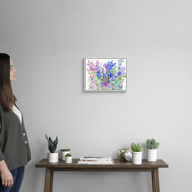 Art floral sur toile Floral, H 11 po x l 14 po x P 1,75 po, Toile avec cadre blanc