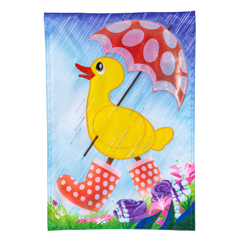 Spring Duckling Applique Garden Flag