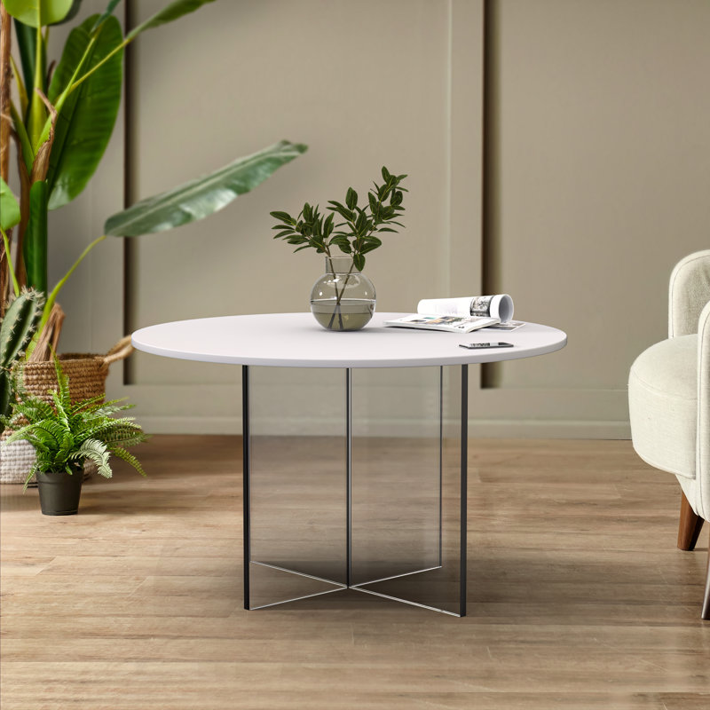 Sharv End Table, White, 16.06" H x 27.5" W x 27.5" D
