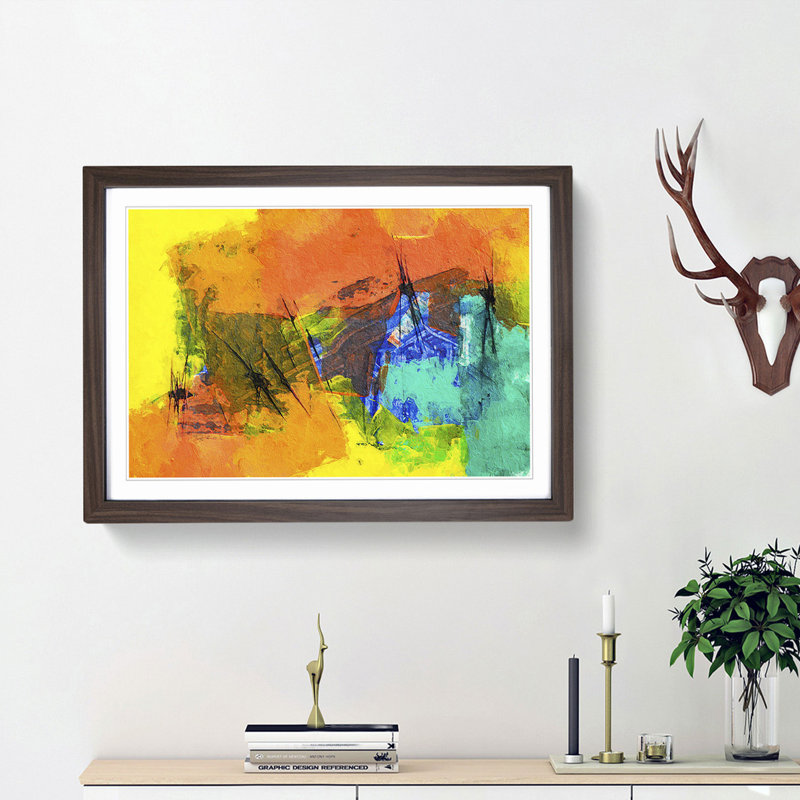Abstract Vol.163 by S.Johnson - Framed Print, 45cm H x 63cm W x 2cm D, Walnut Framed
