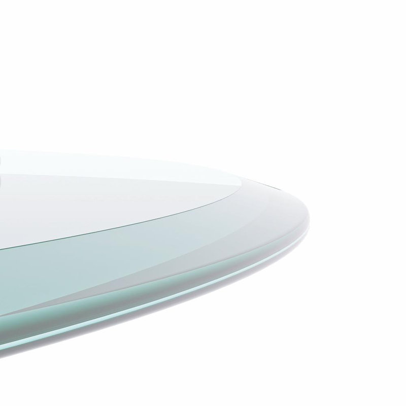 Plateau de table rond en verre trempé transparent 36 po - 1/2 po d'épaisseur avec bord poli biseauté