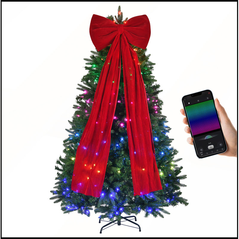 6FT Prelit Aspen Artificial Christmas Tree 300 Multi Color RGBW LED Lights 1274 Tips App Control Large Bow
