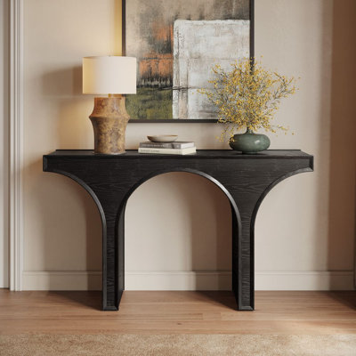 HERNEST 52" Black Oak Arch-Leg Entryway Console Table, Fully Assembled