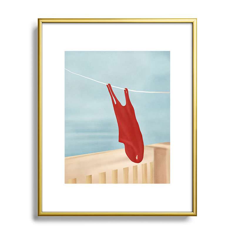 «Flow Line», reproduction d'art encadrée en métal, H 10 po x l 8 po, Or