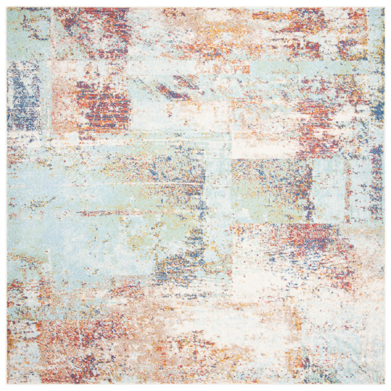 Kallie Performance Abstract Rug, Square 6'7" 