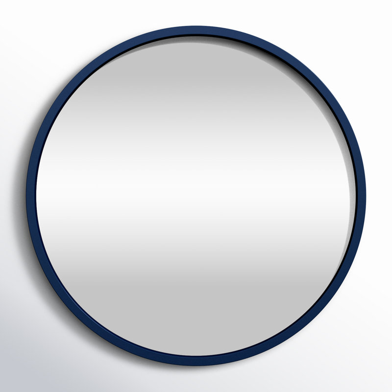 Arranjeet Modern Round Wall Mirror, 25.6" x 25.6", Navy Blue