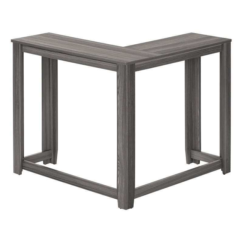 Table console d'angle en bois gris de 91 cm (36 po), Grey, Gris, Gris