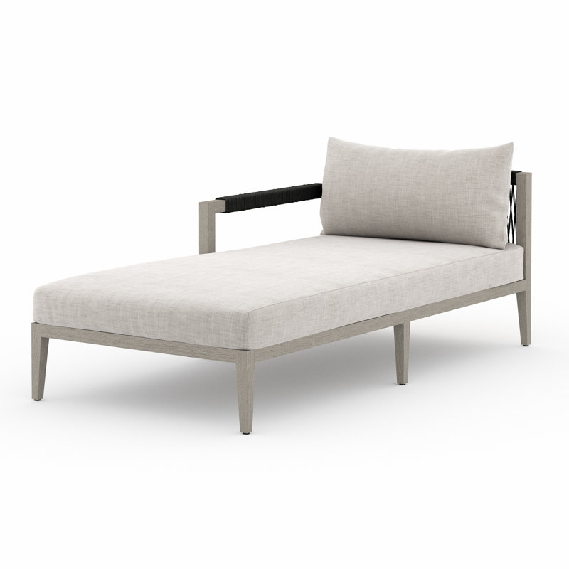 Sherwood Outdoor Teak Chaise Lounge, Washed Brown/Gray, Polyester Blend Satin