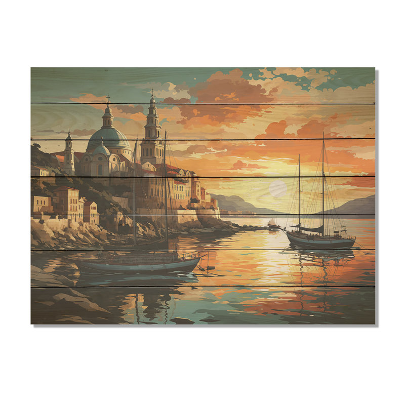 Italian Hidden Gems Coastline Sunset I - Italy Landscape On Wood Print, 30" H x 40" W x 0.78" D