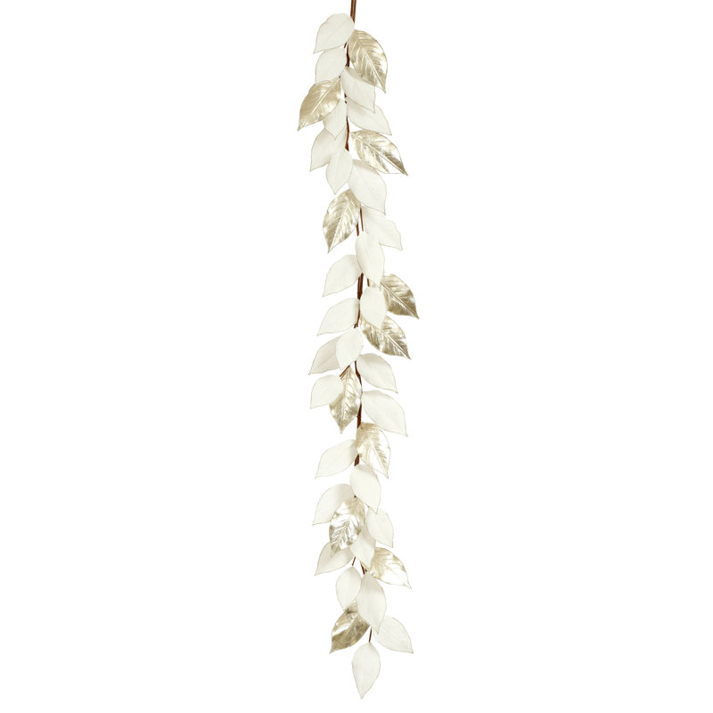 Glitter/Shinny Magnolia Leaves Garland - 6 Feet Set Of 2