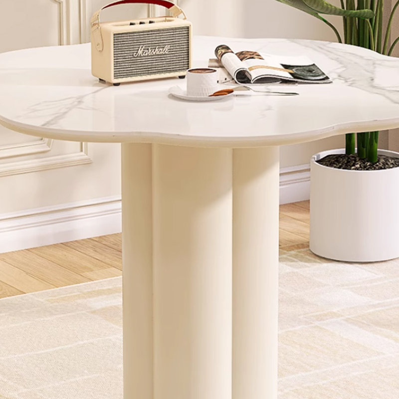 Table moderne moderne avec un diamètre de 39,37 po, Blanc / Gris