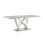 Table de salle à manger pour 6 personnes, table de salle à manger rectangulaire 70 po avec base en acier inoxydable à finition miroir-740946027-740946028