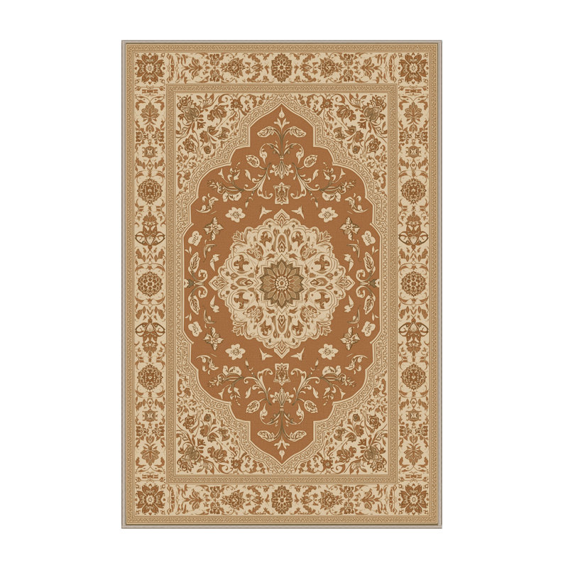 Machine Washable Paizlea Traditional Floral Rug in Brown – Binding, 2x3