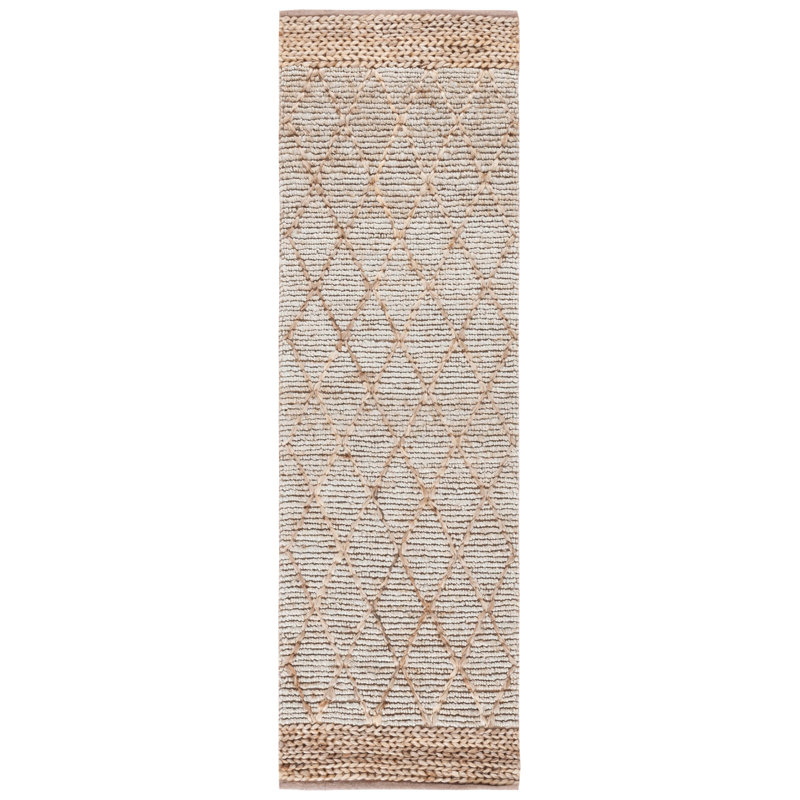Tapis géométrique en jute / coton tissé à la main Alderman, Tapis de couloir 2 pi 6 po x 6 pi