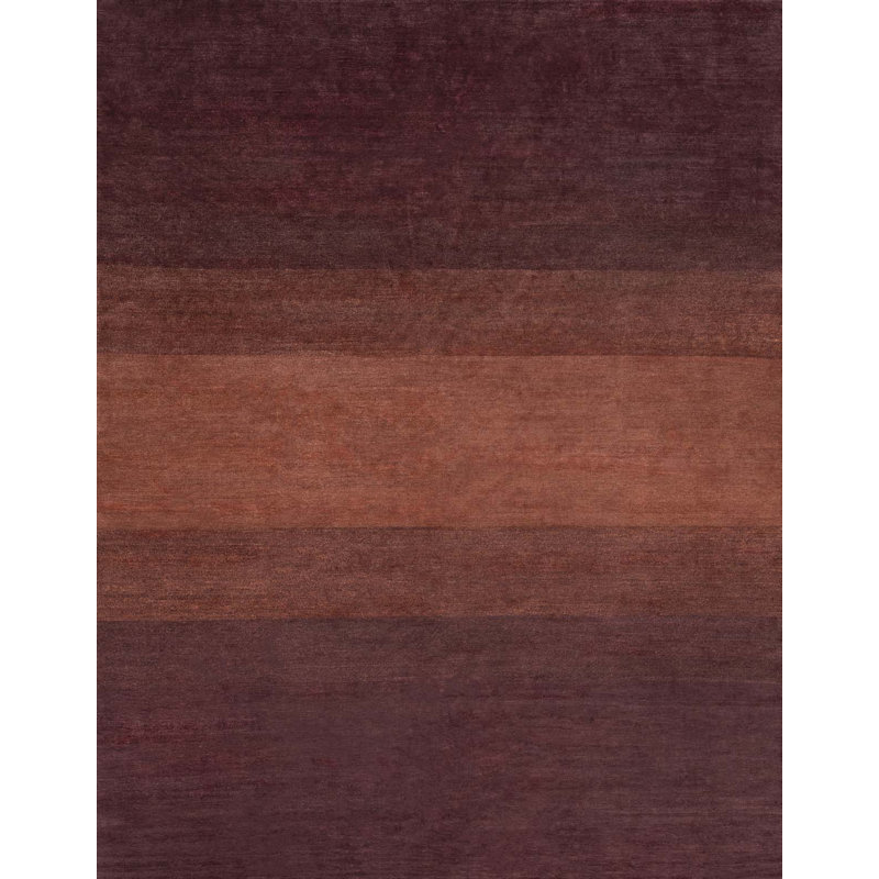 Contemporary Hand Knotted Ombre Area Rug in Purple, Rectangle 4' x 6'