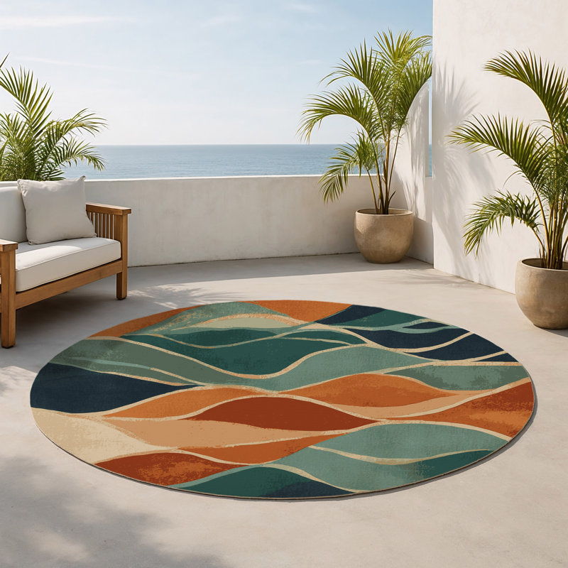 Tapis intérieur et extérieur Woodland Whispers, Rond 5 pi