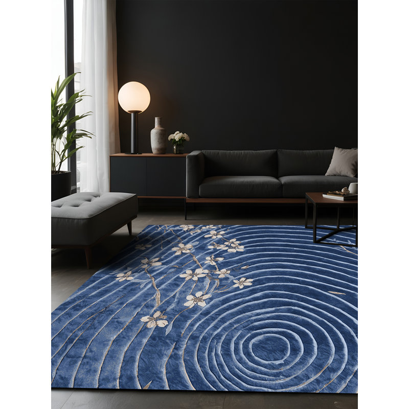 Tapis gris soyeux et moelleux, Rectangle 8 pi x 10 pi