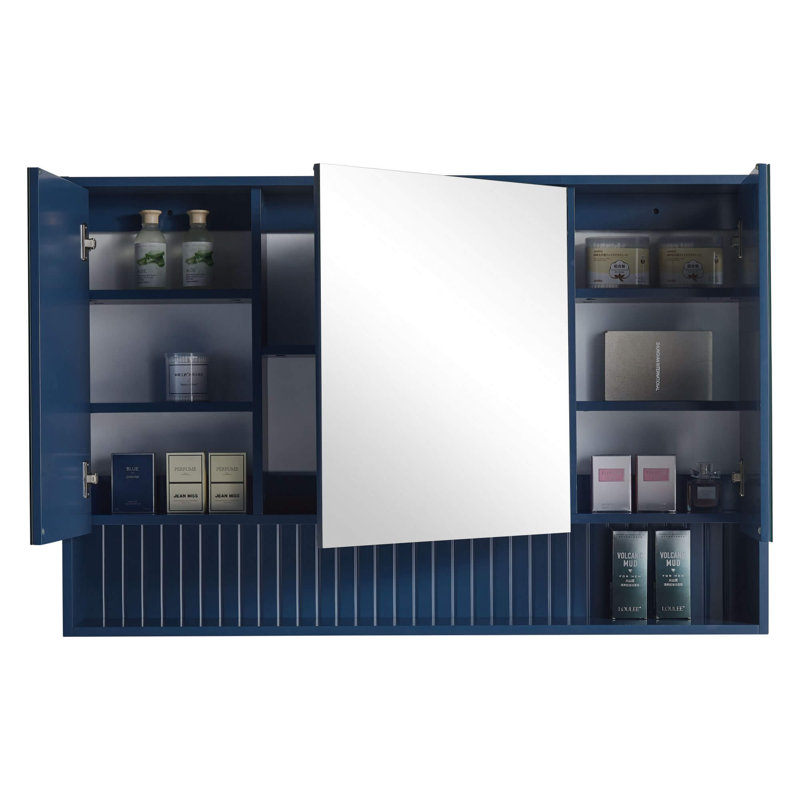 Armoire à pharmacie 3 portes Asahel, Bleu marine
