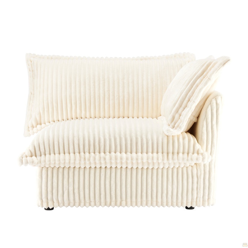 Canapé RSF avec 1 coussin, Velours côtelé blanc