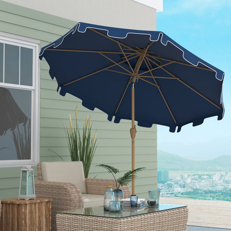 Parasol de patio bleu foncé 9 pi - Fonction d'inclinaison et de manivelle pour plus de commodité dans le jardin, la terrasse, la piscine avec auvent