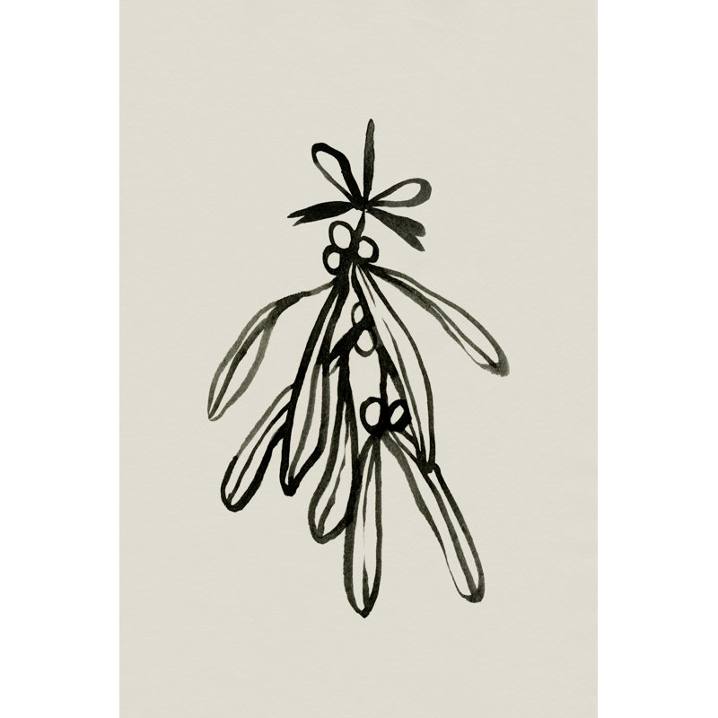 Mistletoe Sketch With Bows II by Emma Caroline - Wrapped Canvas Print, 30cm H x 20cm W