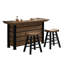 American Heritage Gateway Home Bar - Reclaimed Solid Wood with Metal Accents, Stone Cutting Surface, Ice Bucket & Storage Shelves