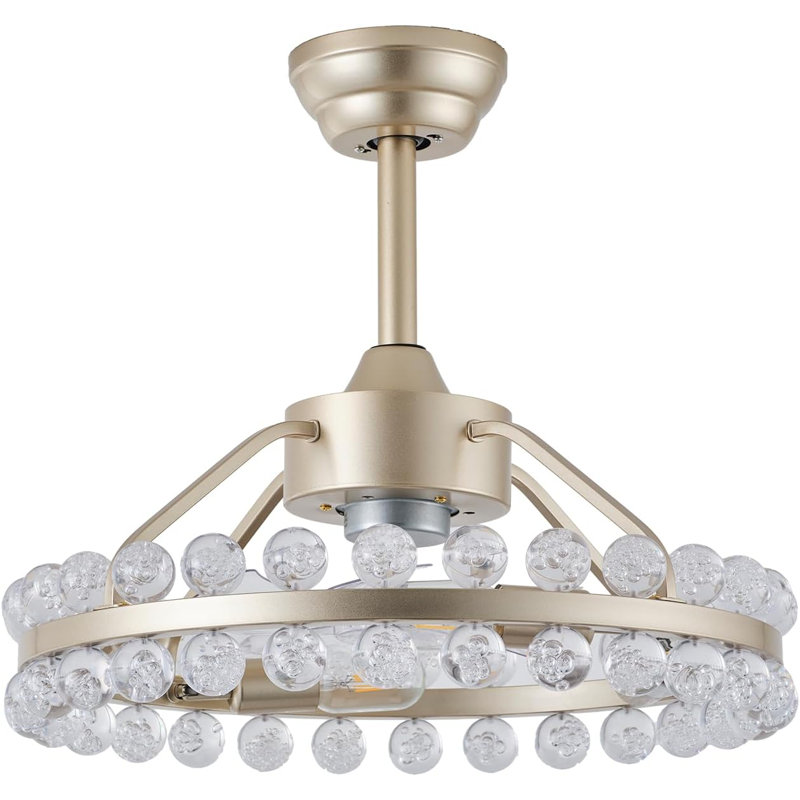 20In Gold Fandelier Ceiling Fan With Light And Remote,Crystal Mid-Century Modern Ceiling Fan With 6-Speed Reversible Airflow For Living Room,Dining Room,Bedroom