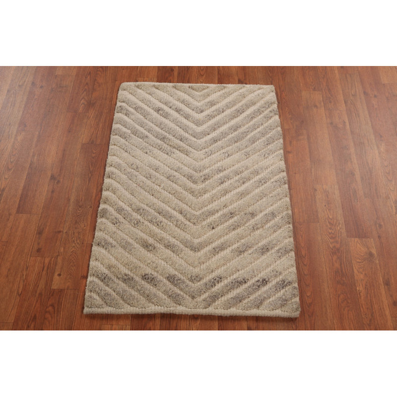 Chevron Style Moroccan Oriental Accent Rug 2x3