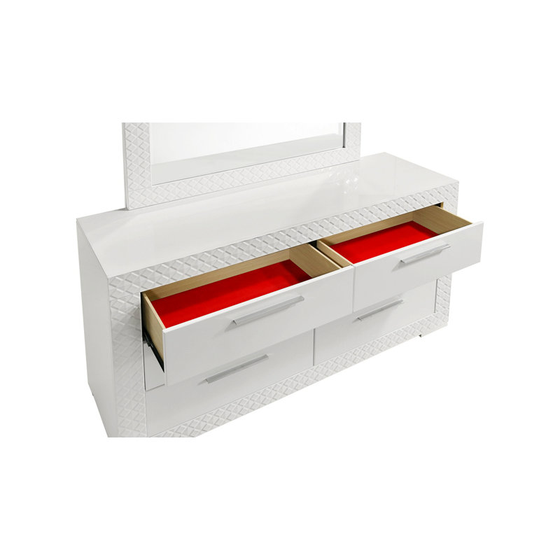 Commode de chambre de style moderne, commode en bois à 6 tiroirs